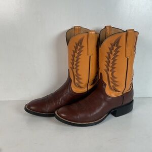 Anderson Bean Leather Roper Western Boots 9 D Mango Yellow USA